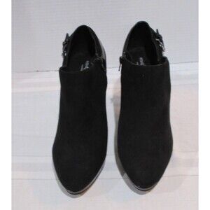 East 5th Memory Foam Booties Suede Sz 11W Zip-Up Black 4" Heel